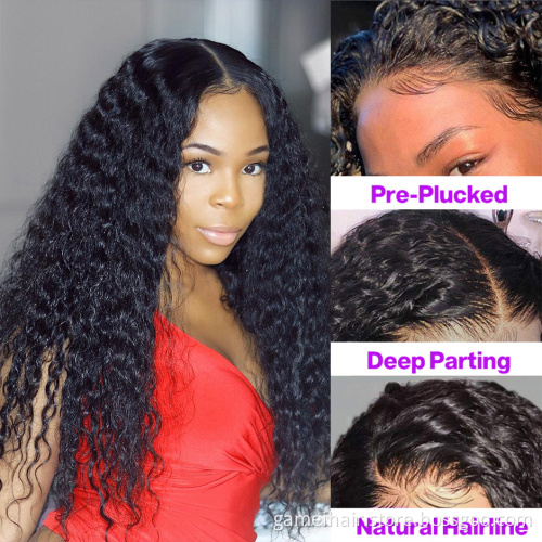 Cheap Cuticle Aligned Afro Deep Wave Raw Indian Virgin Human Hair Hd Full Lace Front Wig Transparent Lace Frontal Wig For Vendor